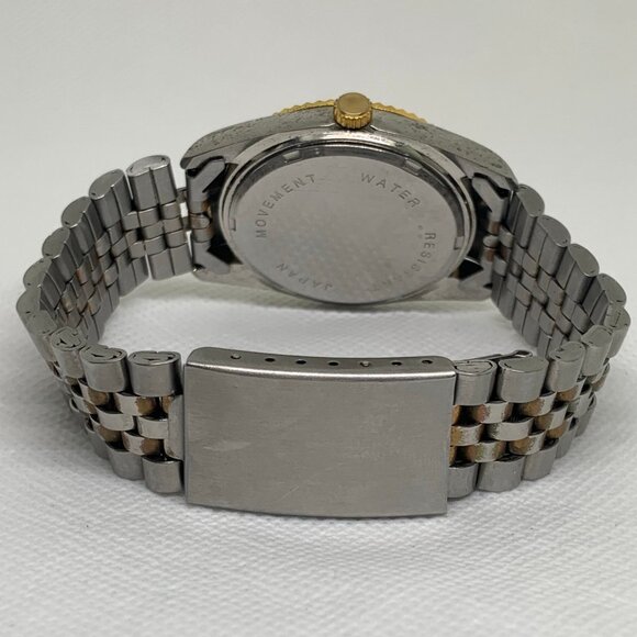 Vintage gold bless America USA flag dial watch men two tone classic running - Picture 5 of 8